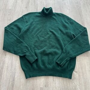 Vintage Lord Jeff SuperJeff Mens Green Lambswool Turtleneck Sweater Size Large